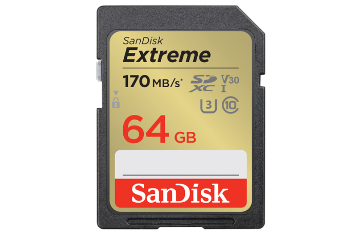 SanDisk 64 GB SDXC Extreme 170MB/s V30 UHS-I U3, Class 10 Speicherkarte