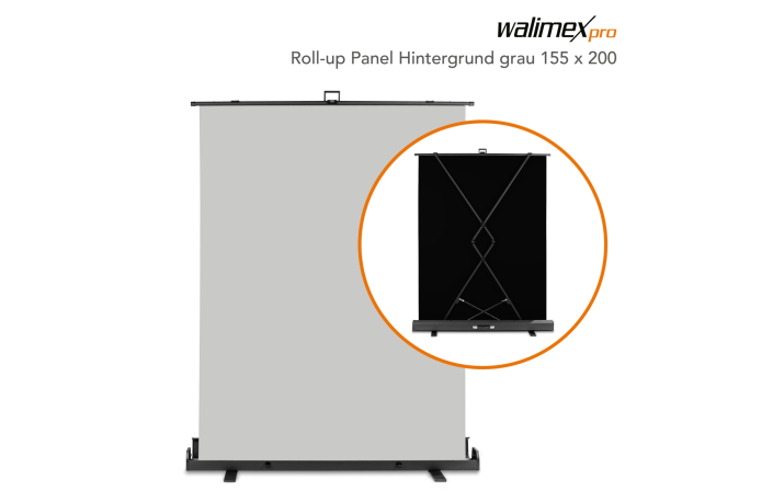 Walimex pro Roll-up Panel Hintergrund grau 155x200