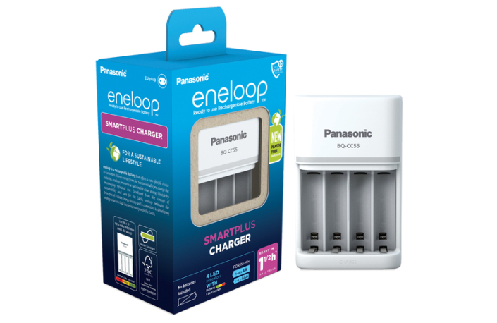 Panasonic eneloop Ladegerät BQ-CC55 ohne Akku, Smart + Quick