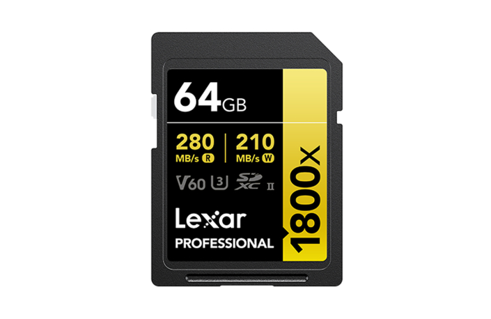 Lexar 1800x SDXC 64 GB V60 UHS-II U3 (280/210 MB/s)