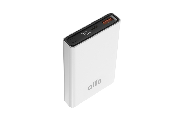 AlfoPowerbank mini 10.000mAh weiß, Power Delivery, LC-Display