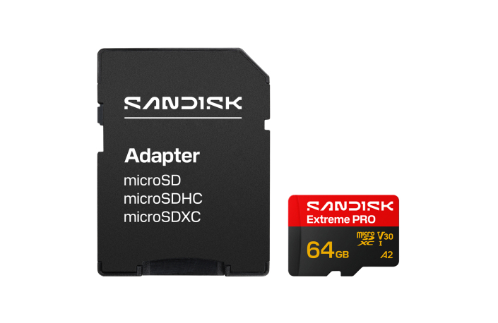 SanDisk 64GB microSDXC-Karte Extreme PRO UHS-I R200 MB/s / W90 MB/s + SD-Adapter