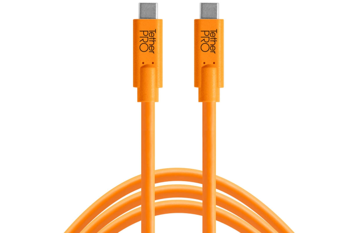 Tether Tools TetherPro USB-Datenkabel für USB-C an USB-C - 4,6 Meter Länge, gerader Stecker (orange)