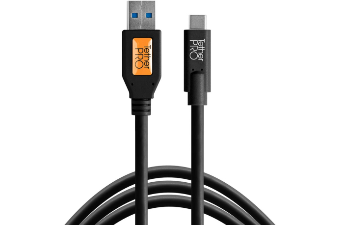 Tether Tools TetherPro USB-Datenkabel für USB 3.0 an USB-C - 4,6 Meter Länge, gerader Stecker (schwarz)