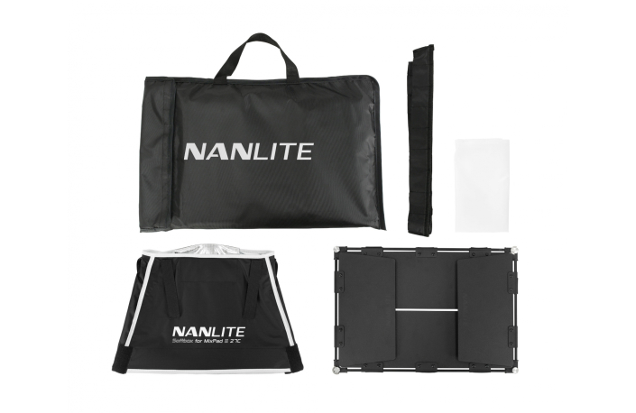 NANLITE Lichtklappenvorsatz BD-MPII27C+SB, inkl. Softbox, Stoffwabe und Schutztasche, für MixPad II 27C (3728)