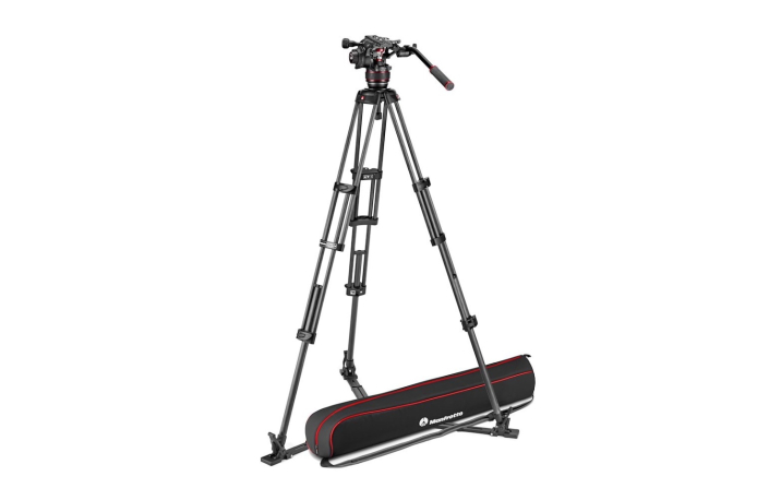 Manfrotto Nitrotech 608 Carbon VIdeo-Stativ mit Bodenspinne