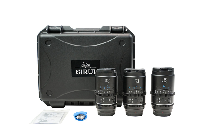 Sirui Astra T1.8 1.33x Full Frame Autofocus Anamorphic Cine Lenses 50mm+75mm+100mm(E mount, Blue Flare) + Case