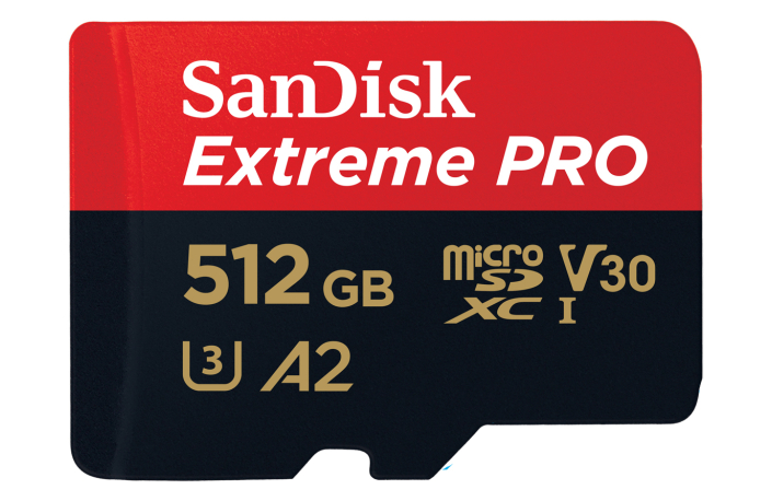 SanDisk Extreme Pro 512GB 200 MB/s micro SDXC UHS-I, U3, V30, A2, C10+ SD Adapter