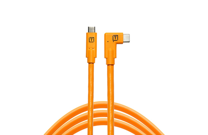 Tether Tools TetherPro USB-Datenkabel für USB-C an USB-C (orange, rechtsgewinkelt, 4,6 m Länge)
