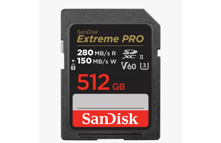 SanDisk 512 GB SDXC Extreme PRO 150MB/s V60 UHS-II Class10 R280-/W