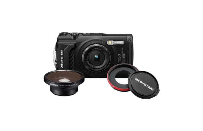 OM SYSTEM TG-7 schw, Fisheye Kit, Kamera inkl. CLA-T01 Adapter+FCON-T01 Konverter