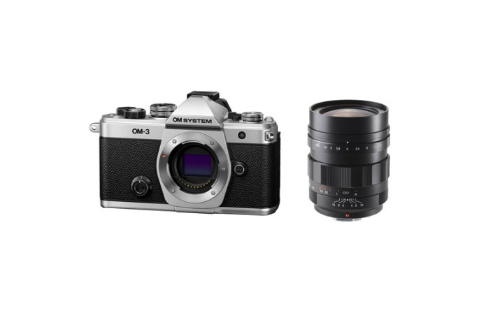 OM SYSTEM OM-3 Body silber + Voigtländer Nokton 0,95/17,5 mm MFT asph., schwarz