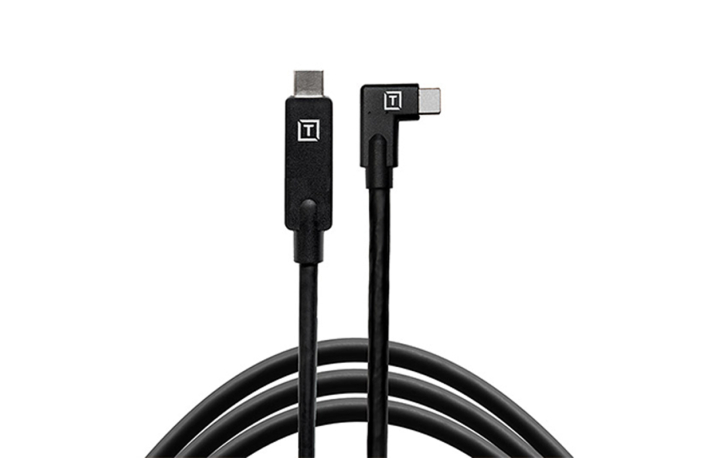 Tether Tools TetherPro USB-Datenkabel für USB-C an USB-C (Schwarz, rechtsgewinkelt, 4,6 m Länge)