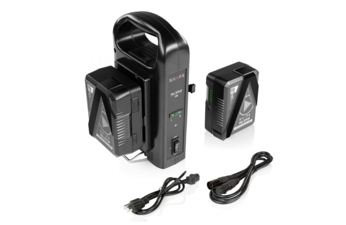 Shape TWO SHAPE 14.8V 98WH RECHARGEABLE LITHIUM-ION V-MOUNT BATTERIES WITH SHAPE INTELLIGENT DUAL V-MOUNT BATTERY CHARGER