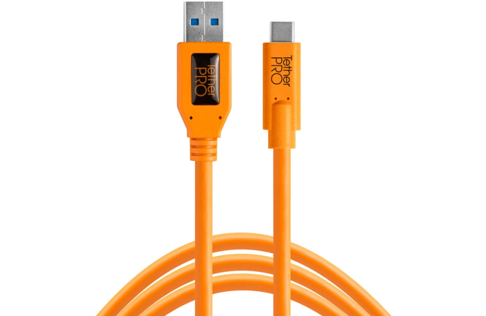 Tether Tools TetherPro USB-Datenkabel für USB 3.0 an USB-C - 4,6 Meter Länge, gerader Stecker (orange)