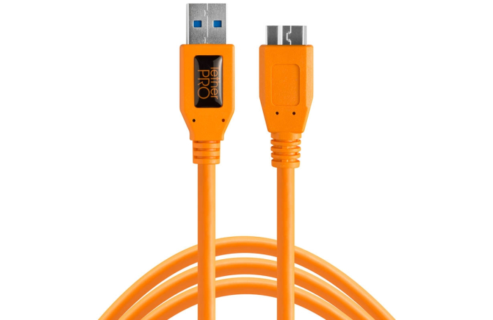Tether Tools TetherPro USB-Datenkabel USB 3.0 Typ A an USB 3.0 Micro-B - 4,6 Meter Länge, gerader Stecker (orange)