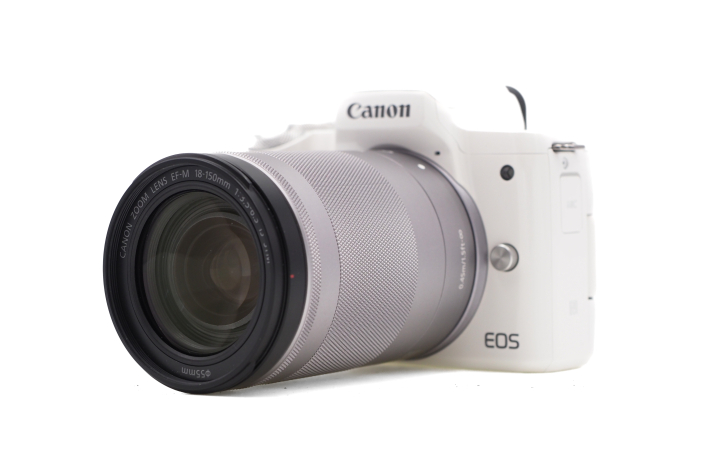 Canon EOS M50 weiß + EF-M 18-150mm 3,5-6,3 IS STM silber - gebraucht