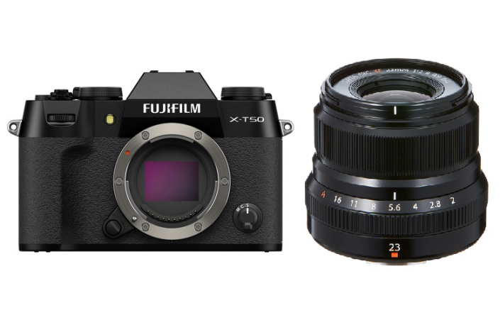 Fujifilm X-T50 schwarz Gehäuse + Fujifilm XF-23mm F2 WR black