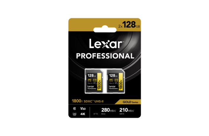 Lexar SD Pro Gold Series UHS-II 1800x 128GB V60 - 2PACK