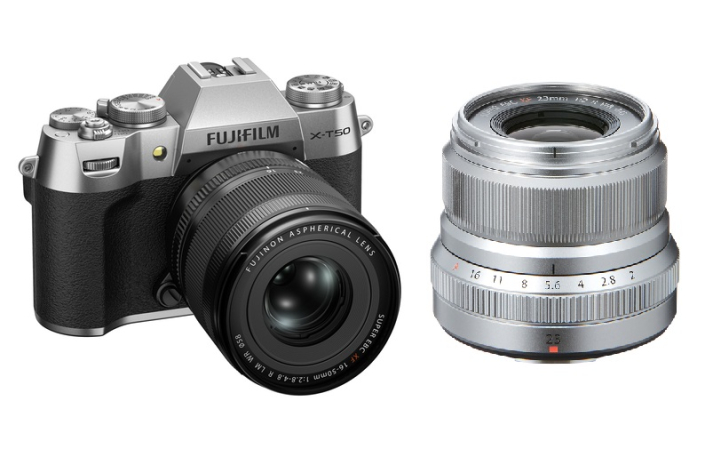 Fujifilm X-T50 silber + XF16-50mm F2.8-4.8 R LM WR + Fujifilm XF-23mm F2 WR silber