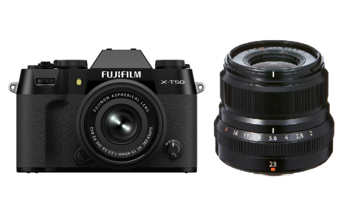 Fujifilm X-T50 schwarz + XC15-45mm F3.5-5.6 OIS PZ + Fujifilm XF-23mm F2 WR schwarz