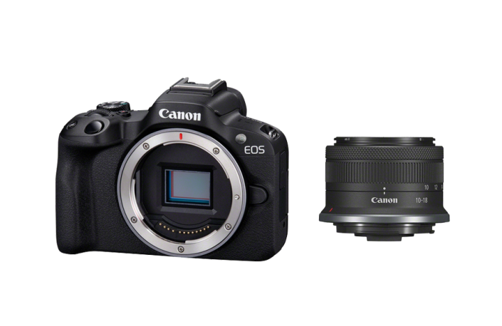 Canon EOS R50 Gehäuse schwarz + Canon RF-S 4,5-6,3/10-18 mm IS STM