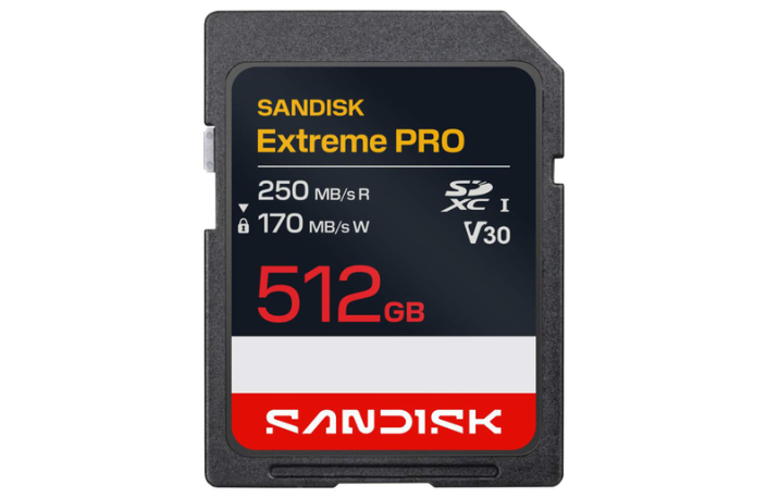 SanDisk 512 GB SDXC-Karte Extreme PRO UHS-I V30 U3 R250MB/s / W170MB/s 4K UHD