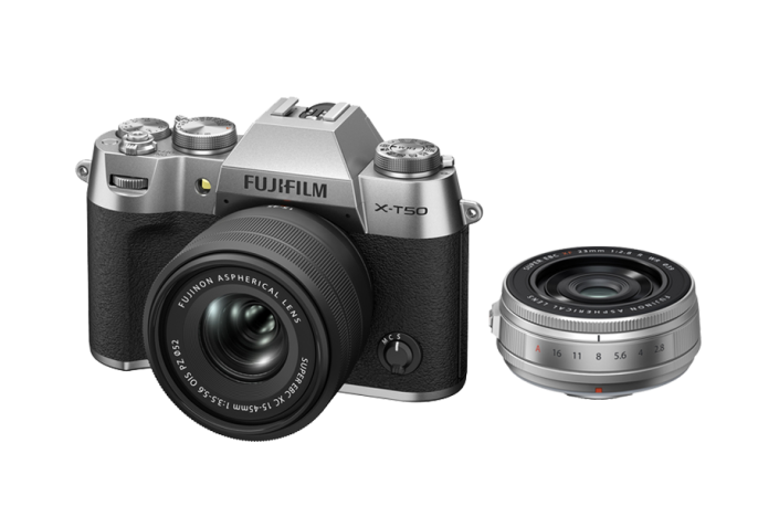 Fujifilm X-T50 silber + XC15-45mm F3.5-5.6 OIS PZ + Fujifilm Fujinon XF 23 mm F2.8 R WR silber