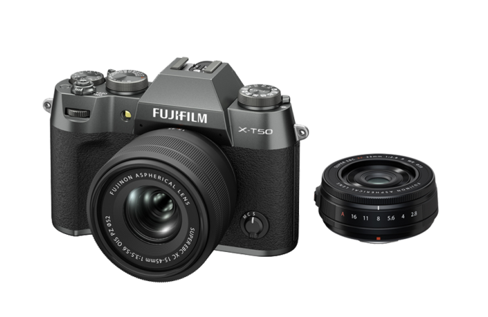Fujifilm X-T50 charcoal silber + XC15-45mm F3.5-5.6 OIS PZ + Fujifilm Fujinon XF 23 mm F2.8 R WR schwarz